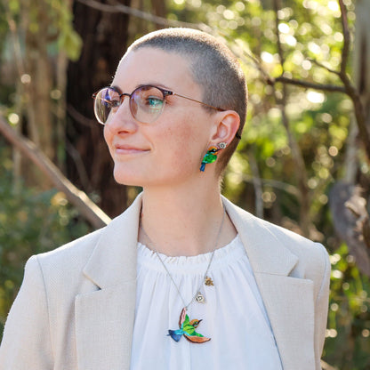 BINKABU Rainbow Bee-Eater handmade acrylic bird earrings