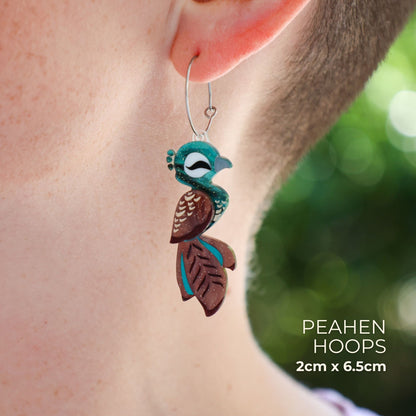BINKABU Peahen Studs handmade acrylic bird earrings