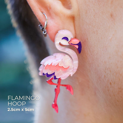 BINKABU Flamingo handmade acrylic bird earrings