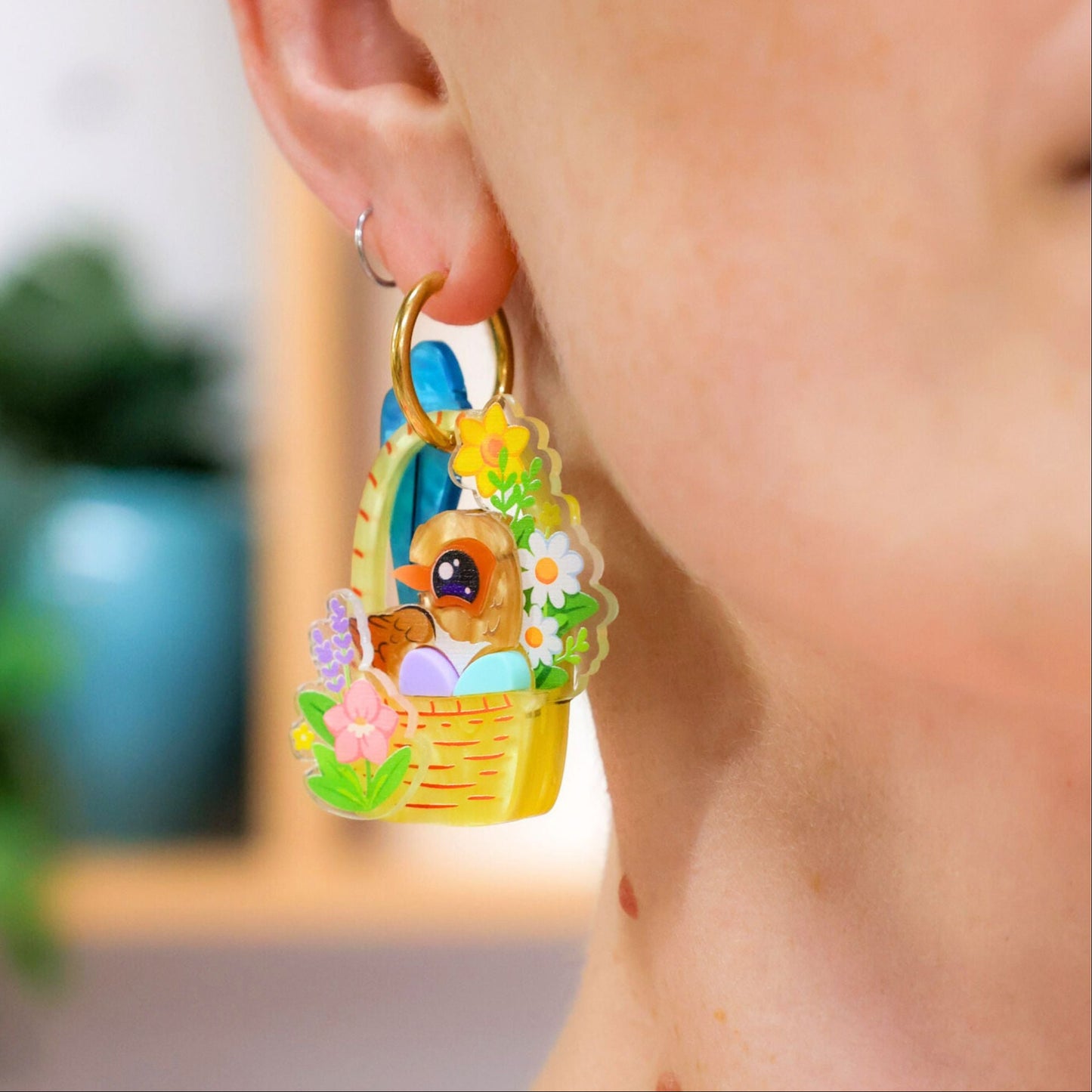 Fairywren Easter Basket Hoop Earrings BINKABU