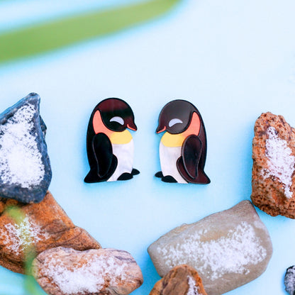 BINKABU Emperor Penguin Studs handmade acrylic bird earrings