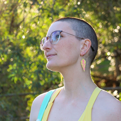 BINKABU Funky Feathers - Lemon handmade acrylic bird earrings