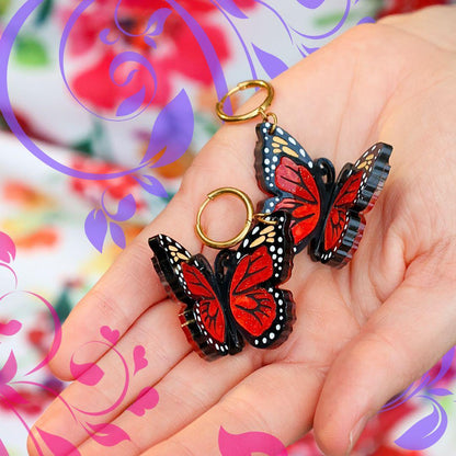The Monarch - 3D Butterfly Hoop Earrings - Handmade Acrylic Jewellery