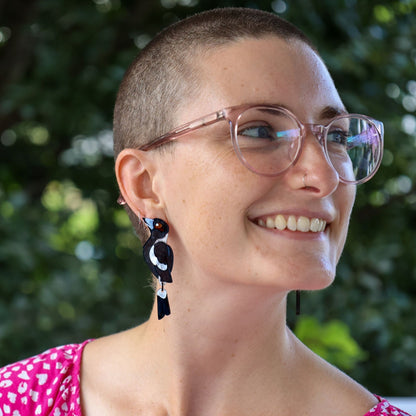 BINKABU Magpie handmade acrylic bird earrings