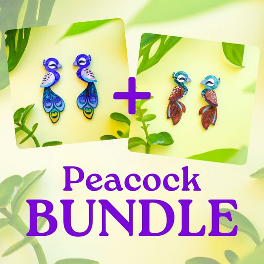 PEACOCK BUNDLE - Peacock & Peahen studs - Save 10%