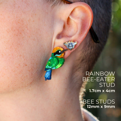 BINKABU Rainbow Bee-Eater handmade acrylic bird earrings