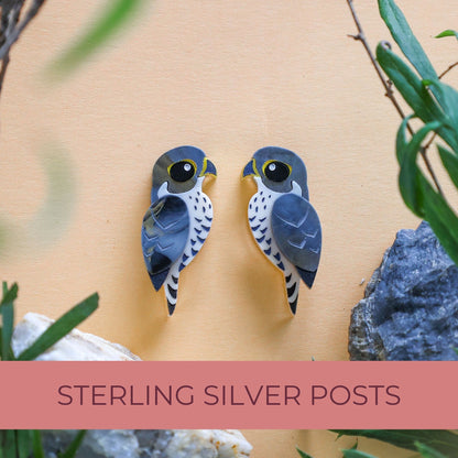 BINKABU Peregrine Falcon Studs handmade acrylic bird earrings
