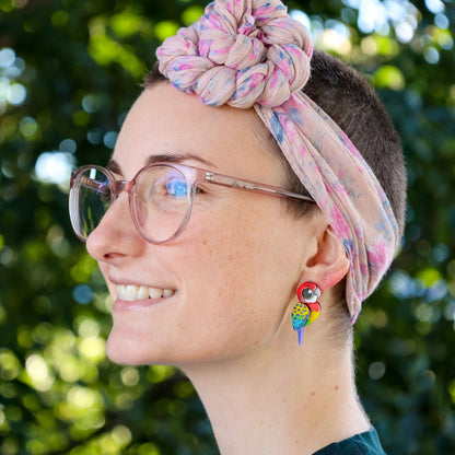 BINKABU Eastern Rosella Studs handmade acrylic bird earrings