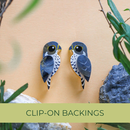 BINKABU Peregrine Falcon Studs handmade acrylic bird earrings