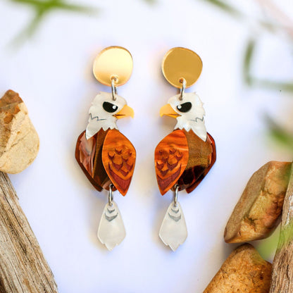 Bald Eagle Dangles - North American Acrylic Bird Earrings