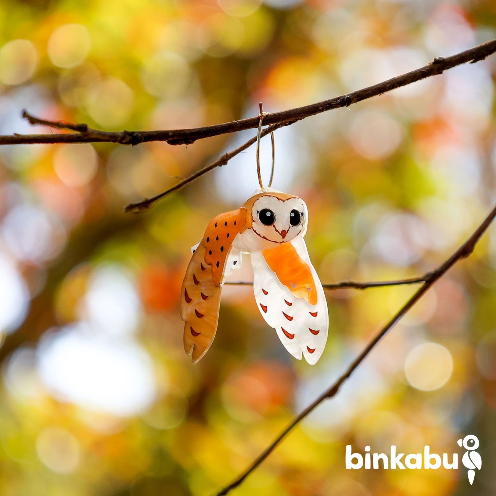 BINKABU Barn Owl Acrylic Bird Earrings