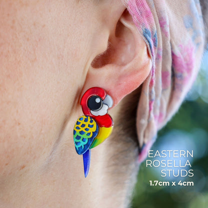 BINKABU Eastern Rosella Studs handmade acrylic bird earrings