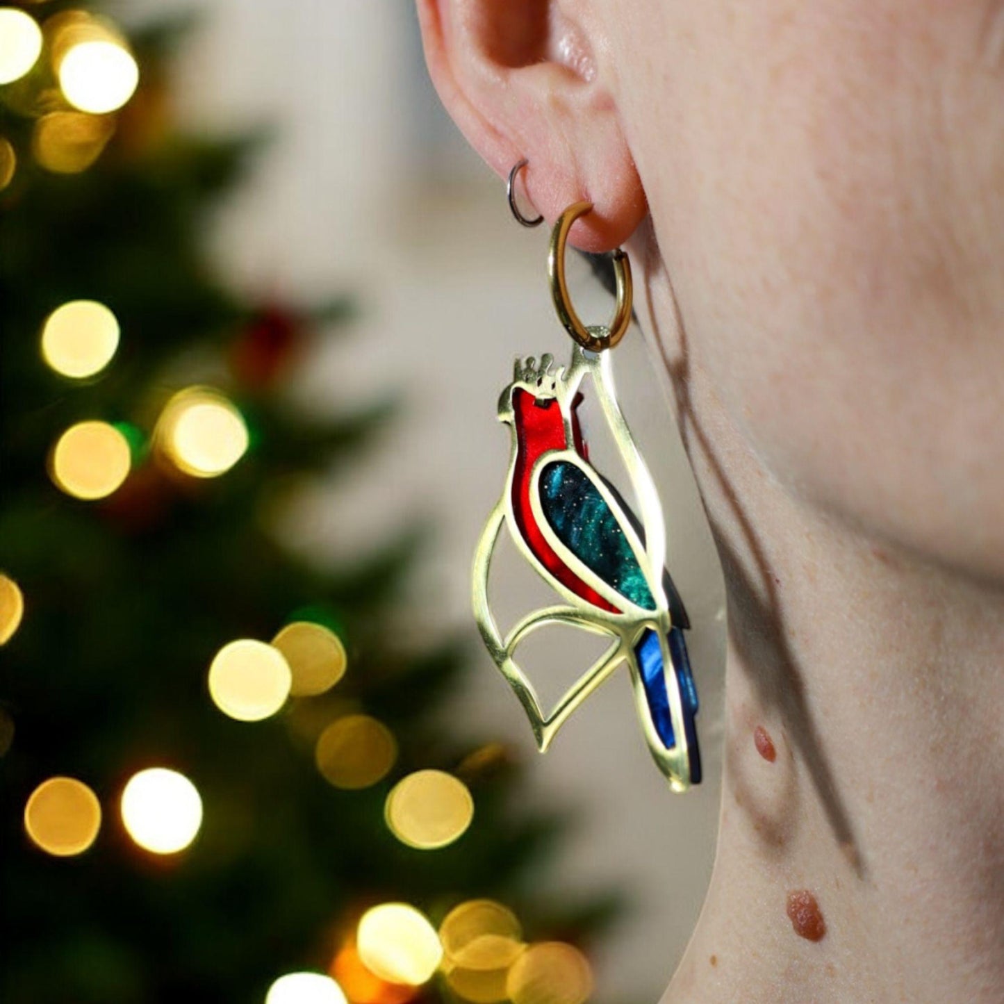 LIMITED EDITION: Three Wise King Parrots - Mismatched Hoop Earrings - 2025 Christmas Collection