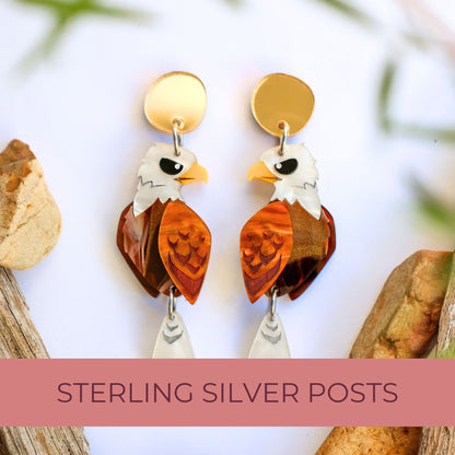 Bald Eagle Dangles - North American Acrylic Bird Earrings