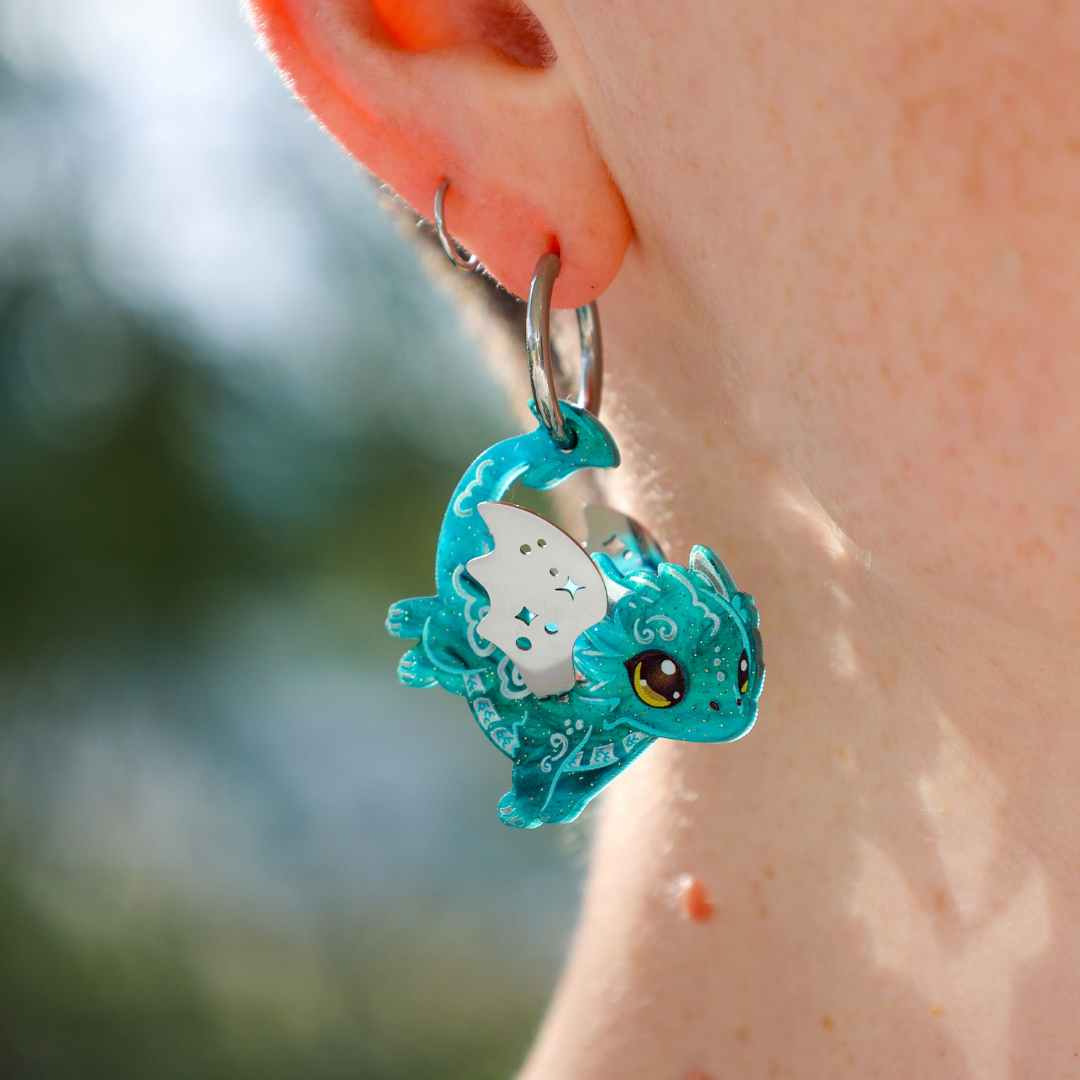 PREORDER - GALAXA - 3D Dragon Earrings - Shipping Early-Mid July