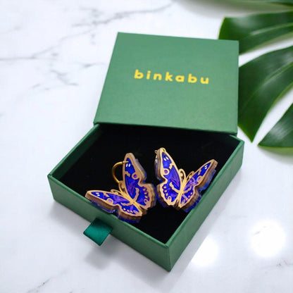 The Lesser Purple Emperor - 3D Butterfly Hoop Earrings - Handmade Acrylic Jewellery