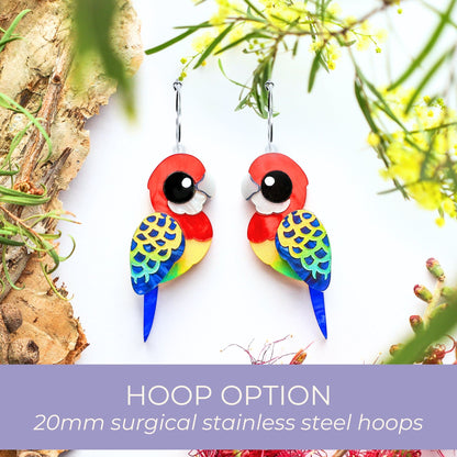BINKABU Eastern Rosella Studs handmade acrylic bird earrings