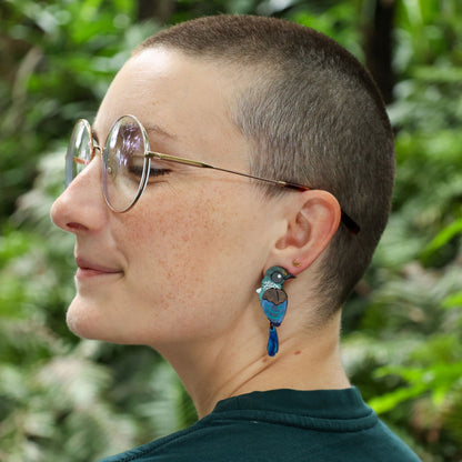 BINKABU Tūī Dangle handmade acrylic bird earrings
