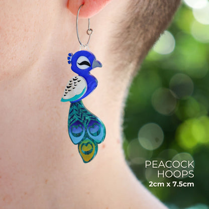 BINKABU Peacock Studs handmade acrylic bird earrings