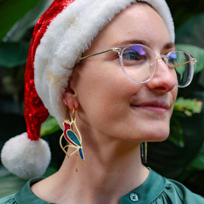 LIMITED EDITION: Three Wise King Parrots - Mismatched Hoop Earrings - 2025 Christmas Collection