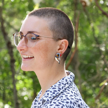 BINKABU Zebra Finch Handmade Acrylic Bird Earrings