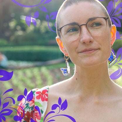 The Lesser Purple Emperor - 3D Butterfly Hoop Earrings - Handmade Acrylic Jewellery