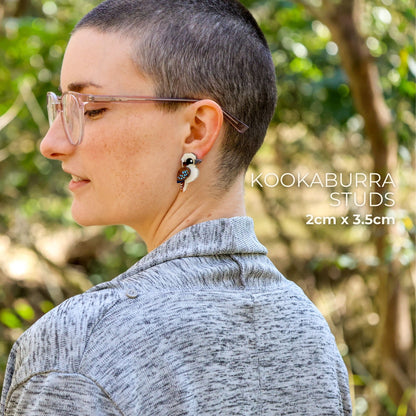 Kookaburra Studs - Statement Bird Earrings