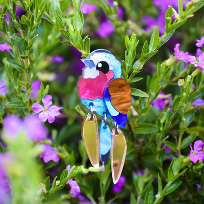 BINKABU Lilac-Breasted Roller handmade acrylic bird earrings
