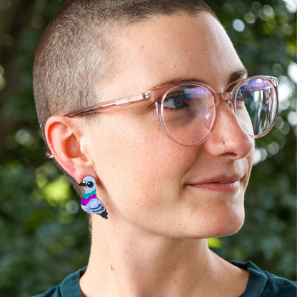 BINKABU Common Pigeon Studs handmade acrylic bird earrings
