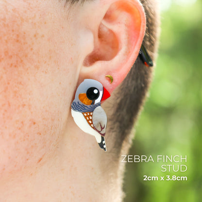 BINKABU Zebra Finch Handmade Acrylic Bird Earrings