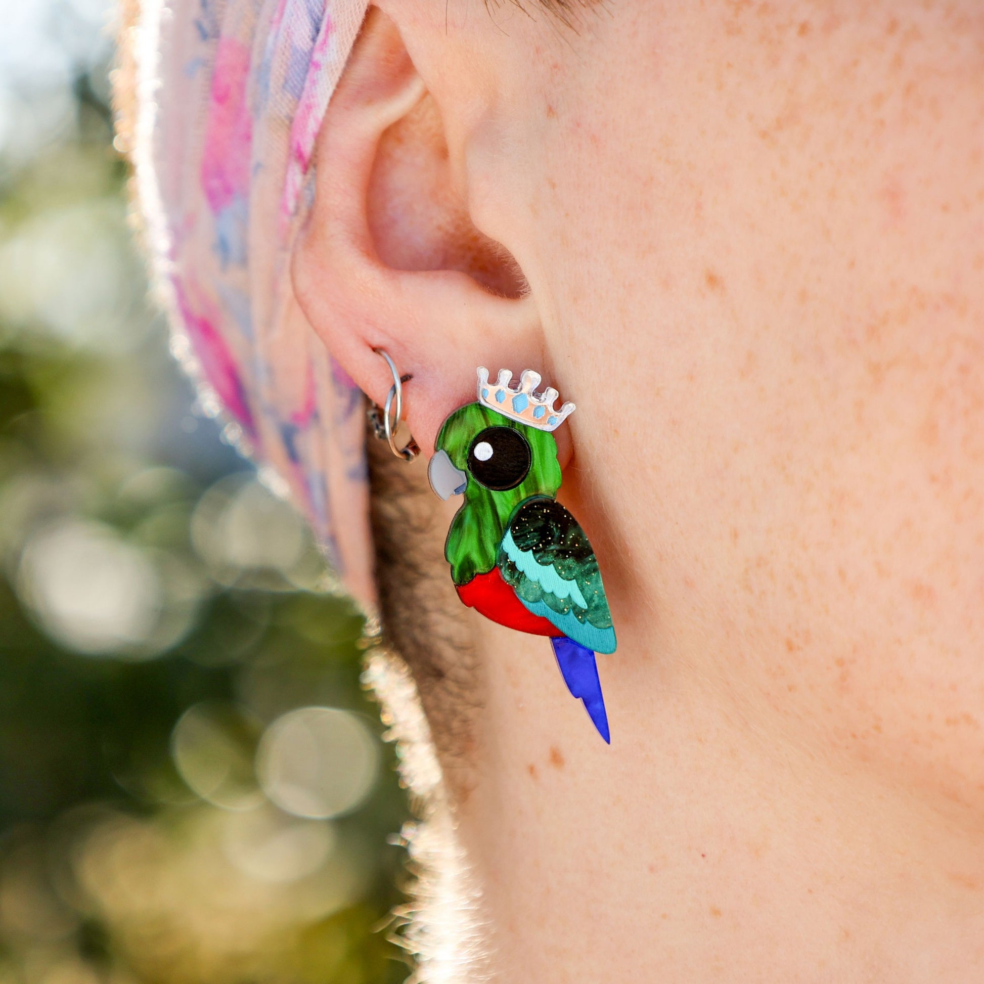 BINKABU Acrylic King Parrot Earrings Statement Bird Earrings