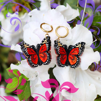 The Monarch - 3D Butterfly Hoop Earrings - Handmade Acrylic Jewellery