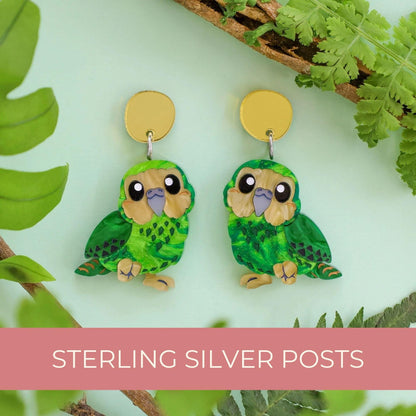 Kākāpō Earrings - New Zealand Birds