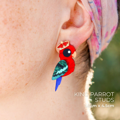 BINKABU King Parrot handmade acrylic bird earrings