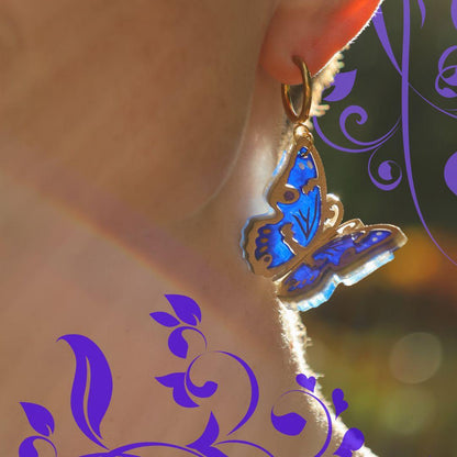 The Lesser Purple Emperor - 3D Butterfly Hoop Earrings - Handmade Acrylic Jewellery
