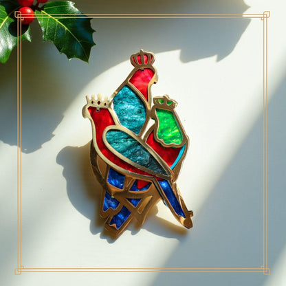 LIMITED EDITION: Three Wise King Parrots Brooch - 2025 Christmas Collection