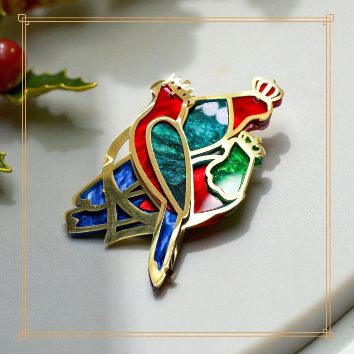LIMITED EDITION: Three Wise King Parrots Brooch - 2025 Christmas Collection