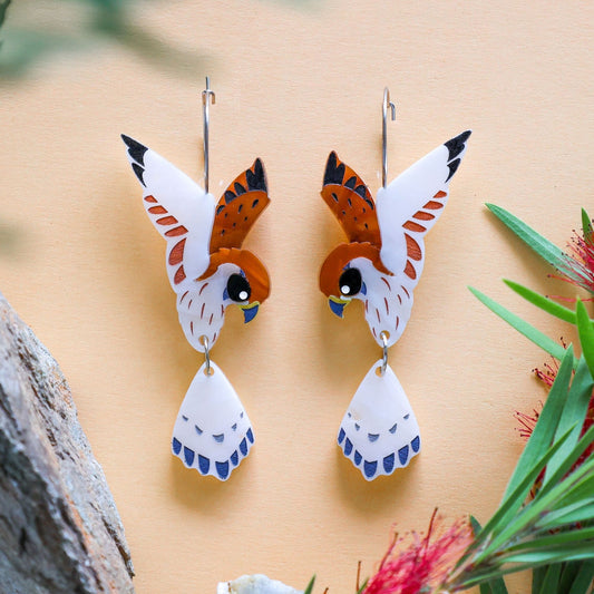 BINKABU Nankeen Kestrel Acrylic Bird Earrings