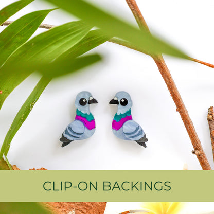 BINKABU Common Pigeon Studs handmade acrylic bird earrings