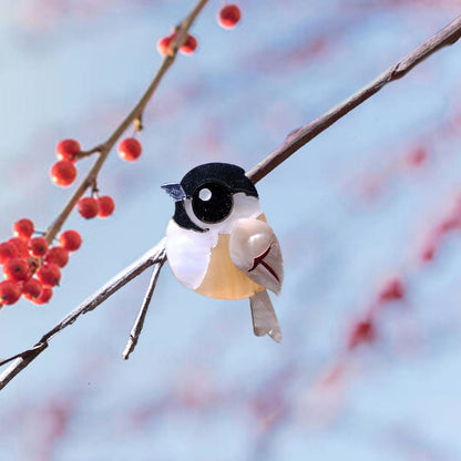 BINKABU Black-Capped Chickadee studs handmade acrylic bird earrings
