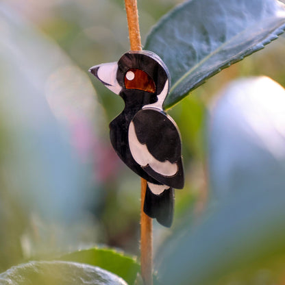BINKABU Magpie Studs handmade acrylic bird earrings