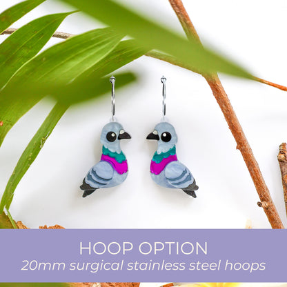 BINKABU Common Pigeon Studs handmade acrylic bird earrings