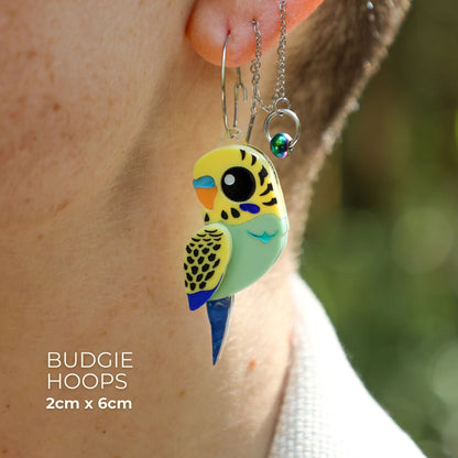 MISMATCHED Budgie Studs - Statement Acrylic Bird Earrings