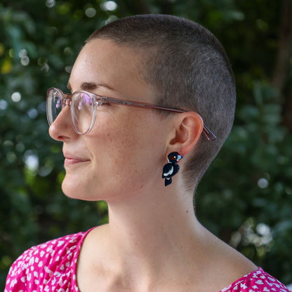 BINKABU Magpie Studs handmade acrylic bird earrings