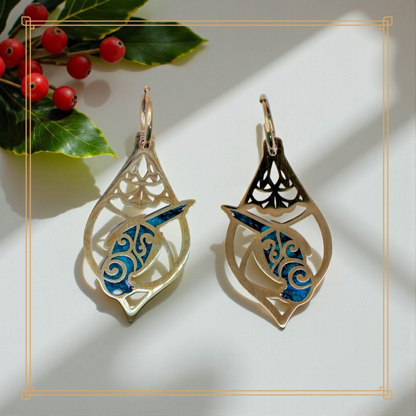 LIMITED EDITION: Golden Teardrop Lorikeet Hoop Earrings - 2025 Christmas Collection