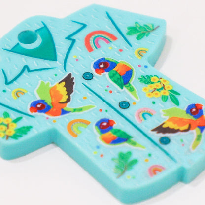 Bird Shirt Stud Earrings - Rainbow Lorikeets Print - 2026 Birthday Collection