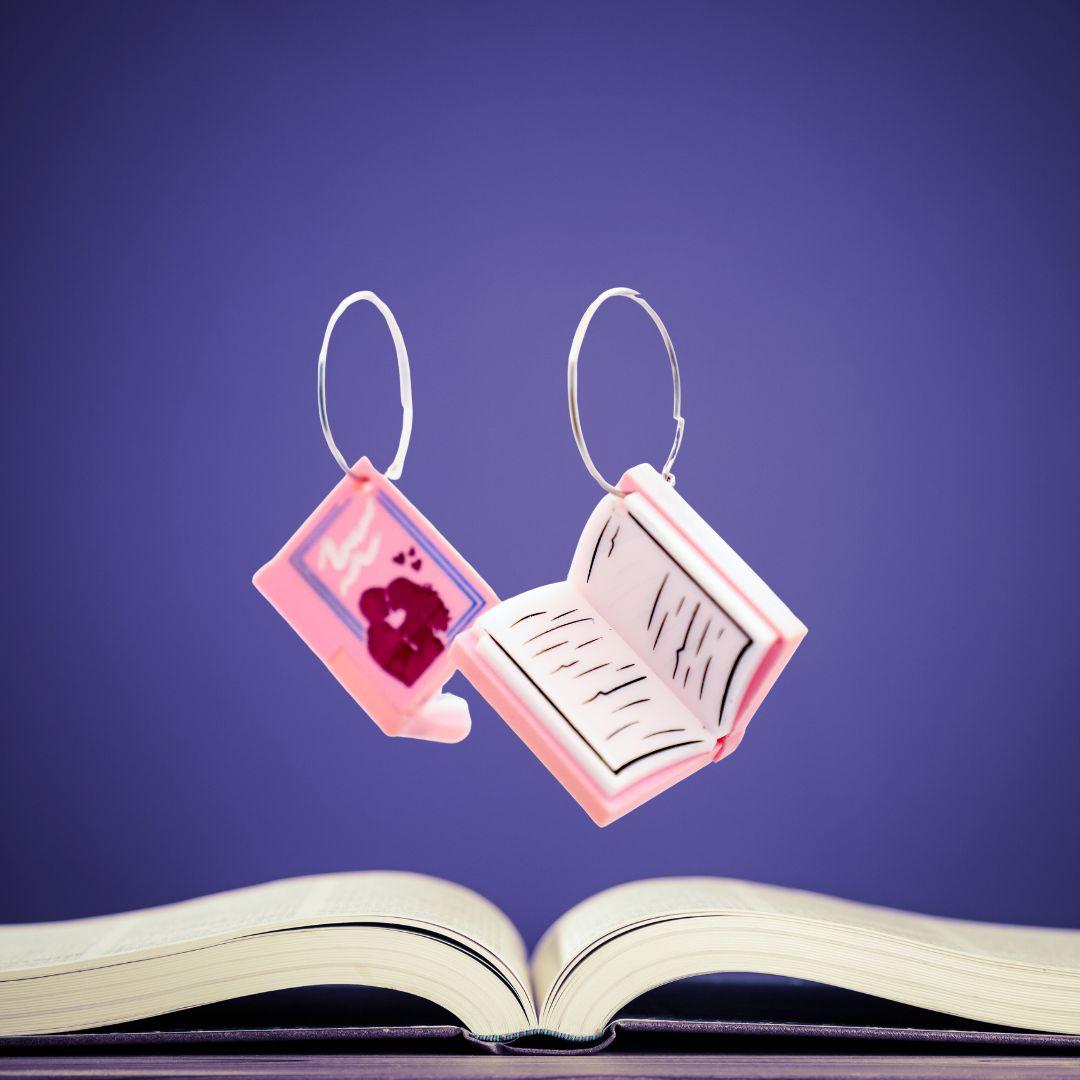 3D Book Earrings - Second-Chance Romance - Handmade Bookish Jewellery