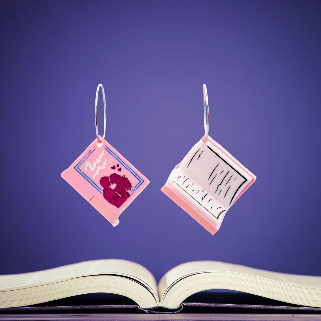 3D Book Earrings - Second-Chance Romance - Handmade Bookish Jewellery