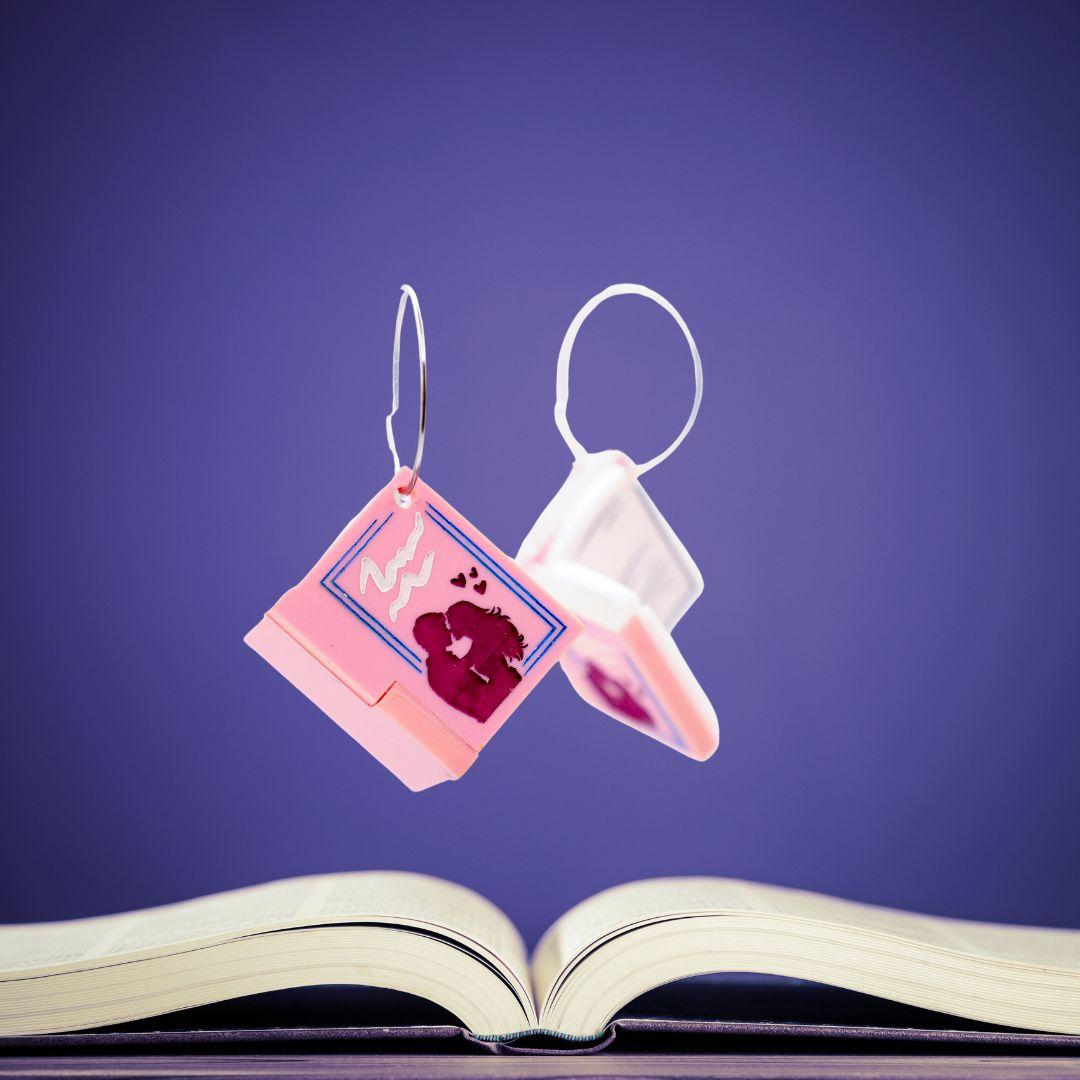 3D Book Earrings - Second-Chance Romance - Handmade Bookish Jewellery