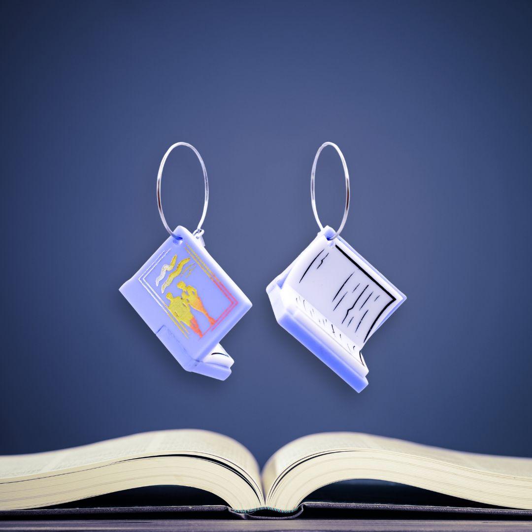 3D Book Earrings - Holiday Romance - Handmade Bookish Jewellery
